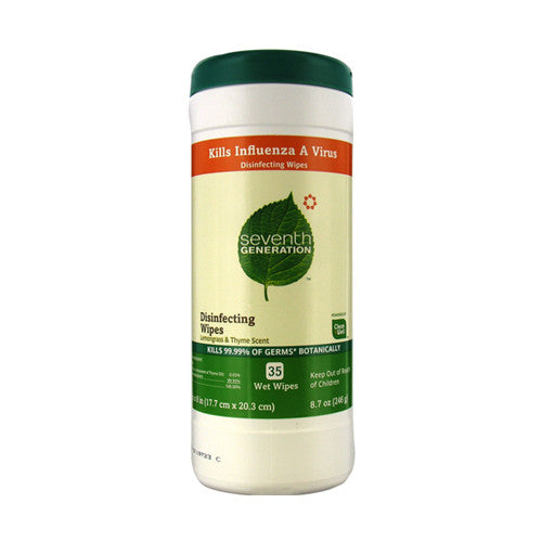 Seventh Generation Disinfecting Wet Wipes Lemongrass And Thyme, 7 X 8 Inches - 35 Wipes